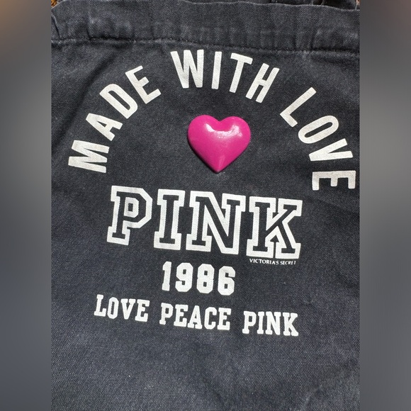 Y2K VICTORIAS SECRET PINK TOTE BAG PINK Bag Shoulder. Made with Love in Black - Picture 2 of 6